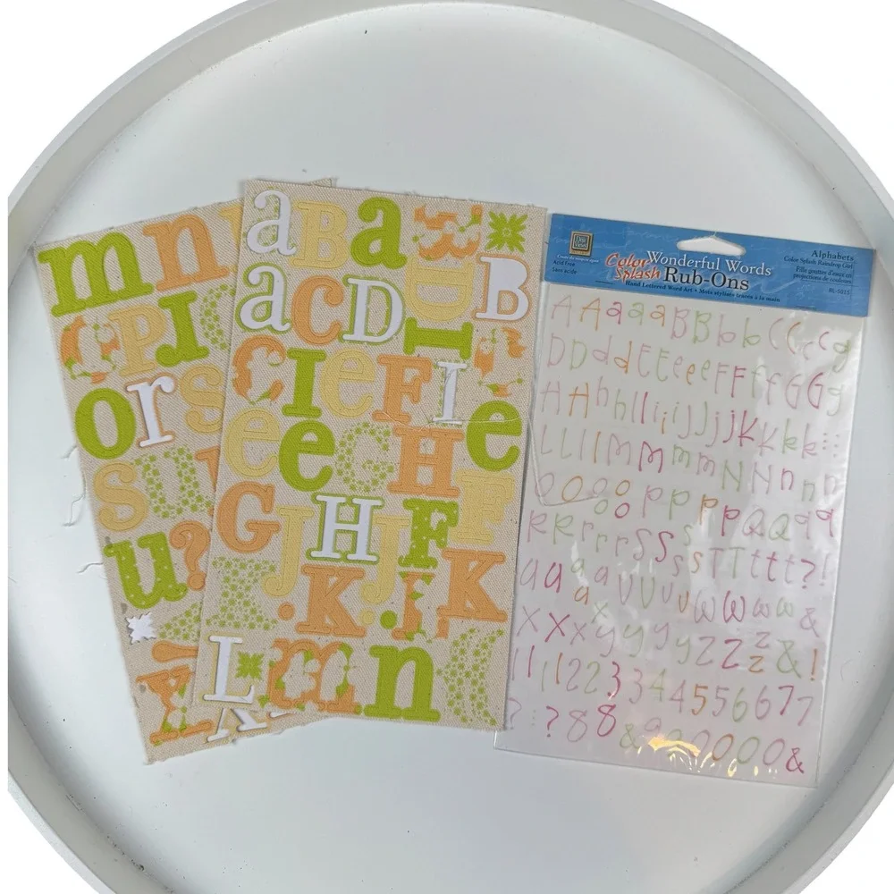 Vintage Deja Views Rub-Ons & Canvas Alphabet Stickers Mixed Lot- FLAW, read